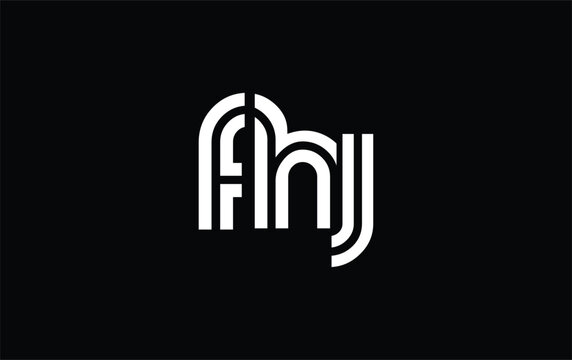 FHJ Creative Unique Modern Letter Logo Design. Stylized logo featuring a unique letter design, presenting abstract minimalist aesthetics and modern appeal.