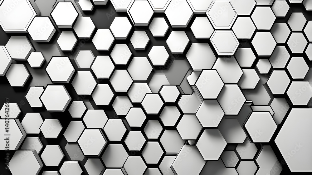 Poster hexagonal abstraction: an abstract pattern of interconnected hexagons, creating a visually dynamic a