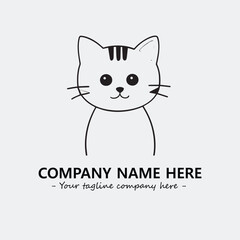 Cat character illustration black and white for logo company vector image
