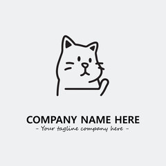 Obraz premium Cat character illustration black and white for logo company vector image 
