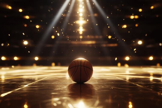 Basketball Court Spotlight: Golden Hour on the Hardwood - Powered by Adobe