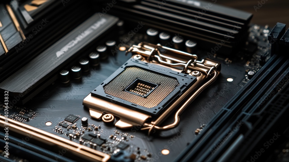 Poster close-up of cpu socket on a motherboard