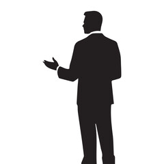 A simple, clean silhouette of a man in a suit, viewed from behind.
