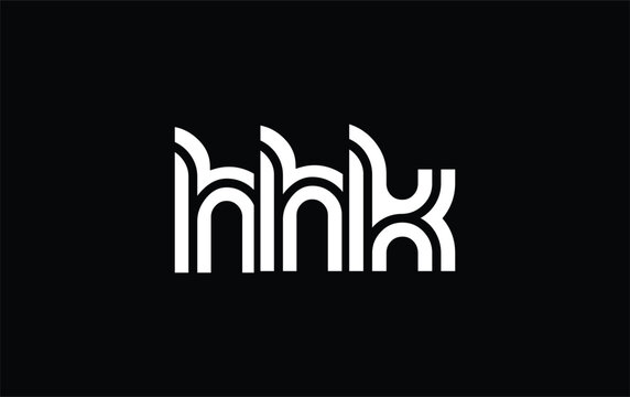 HHK Creative Unique Modern Letter Logo Design. Stylized logo featuring a unique letter design, presenting abstract minimalist aesthetics and modern appeal.