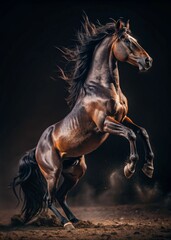 Beautiful Rearing Horse in Natural Landscape – Dynamic Animal Pose

