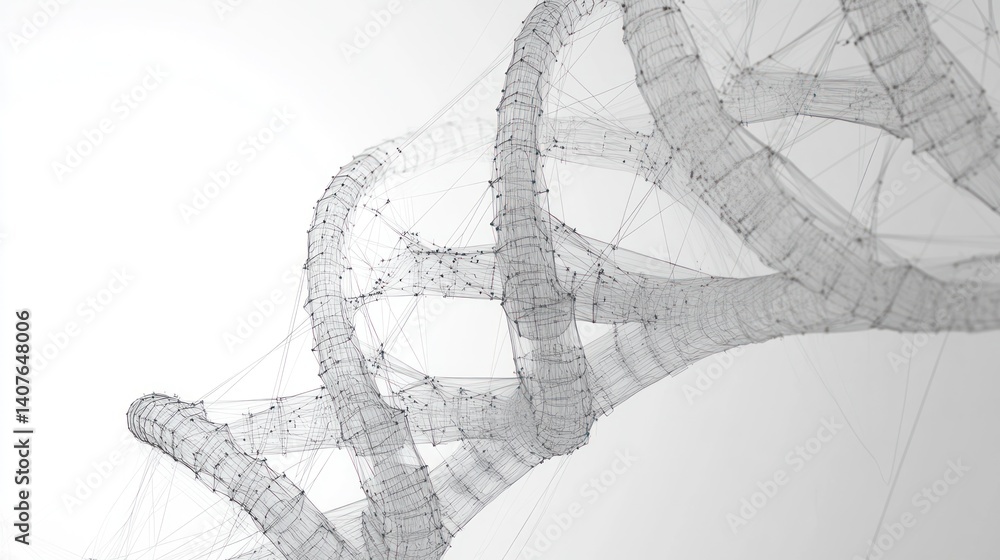 Poster dna helix structure, abstract digital rendering