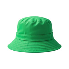 Fototapeta premium Green bucket hat casual summer headwear isolated on transparent background