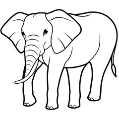 Fototapeta premium Line Art Illustration of an African Elephant Standing