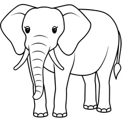 Fototapeta premium Adorable Cartoon Elephant Outline Illustration for Kids