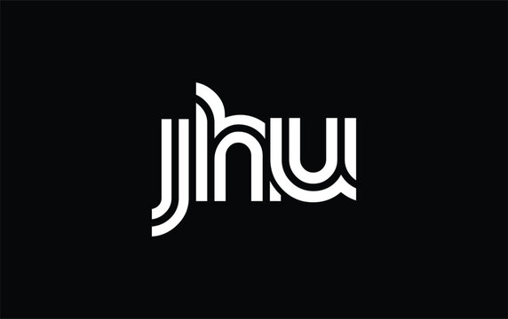 JHU Creative Unique Modern Letter Logo Design. Stylized logo featuring a unique letter design, presenting abstract minimalist aesthetics and modern appeal.