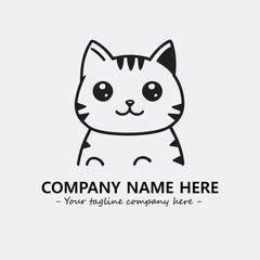 Cat character illustration black and white for logo company vector image
