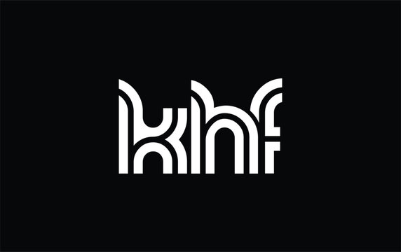 KHF Creative Unique Modern Letter Logo Design. Stylized logo featuring a unique letter design, presenting abstract minimalist aesthetics and modern appeal.