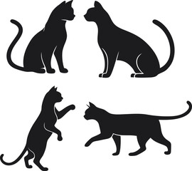 Black cat silhouette, Black cat silhouettes in a simple cartoon style
