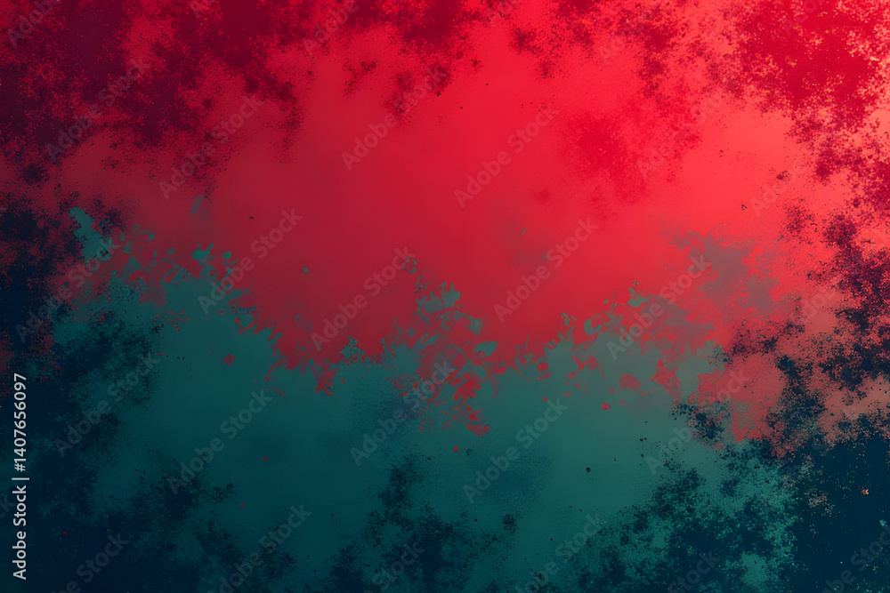 Poster abstract red and teal fractal: a visually striking abstract composition featuring a mesmerizing frac