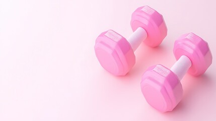 Pink Dumbbells on Pastel Background