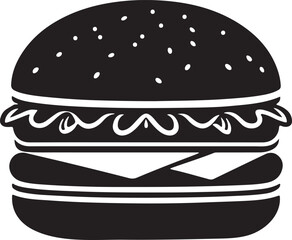 Burger elicious fast food hamburger with cheese on a black background