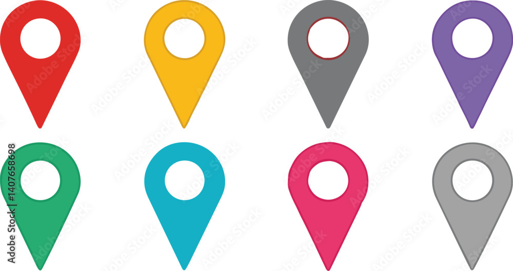 Poster map pin buttons, location pointers set icons