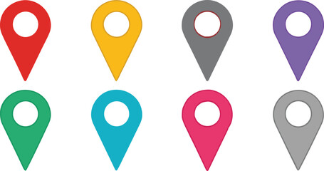 Map pin buttons, location pointers set icons