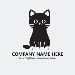 Cat character illustration black and white for logo company vector image
