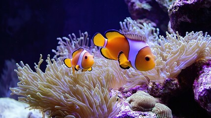 underwater coral reef landscape background in the deep blue ocean