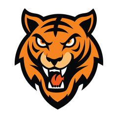 angry tiger head mascot logo vector art illustration