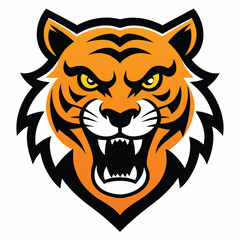angry tiger head mascot logo vector art illustration