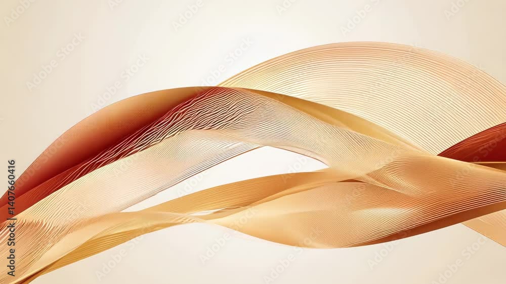 Poster golden red flowing lines and streaks with light background design