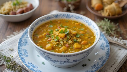 vegetable soup with bread