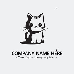Cat character illustration black and white for logo company vector image
