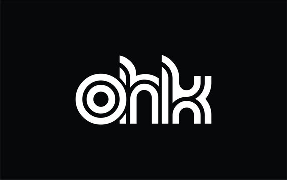 OHK Creative Unique Modern Letter Logo Design. Stylized logo featuring a unique letter design, presenting abstract minimalist aesthetics and modern appeal.