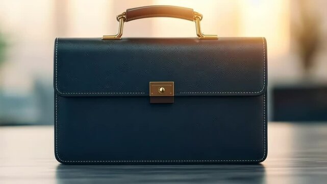 A glowing resume being placed into a briefcase, sleek modern office desk with soft shadows, peaceful mood, realistic, close-up with room for text.