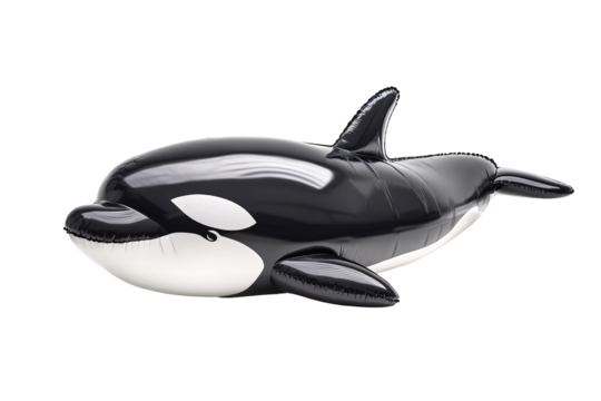 a black and white whale shaped balloon