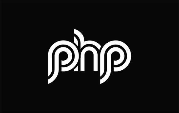 PHP Creative Unique Modern Letter Logo Design. Stylized logo featuring a unique letter design, presenting abstract minimalist aesthetics and modern appeal.