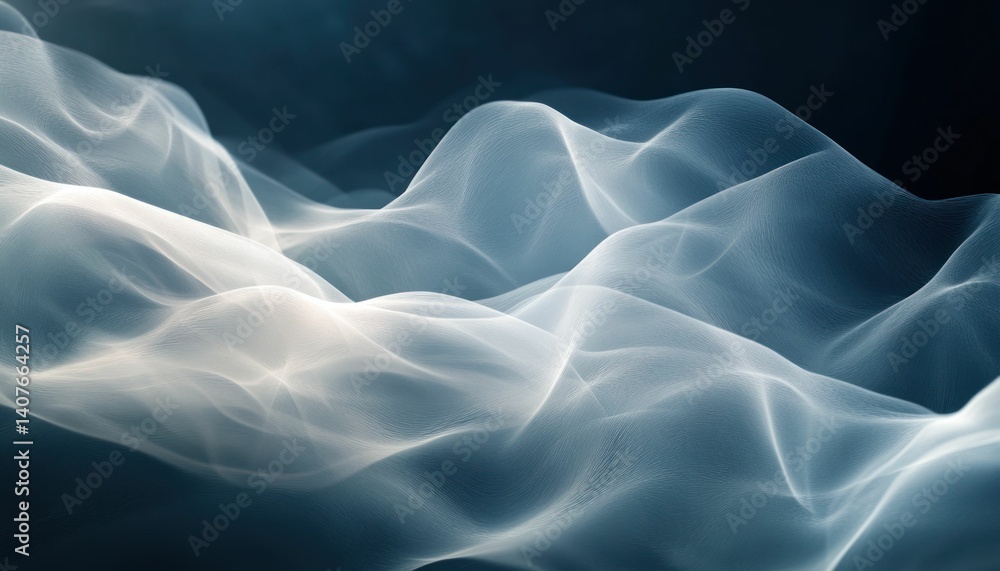 Poster flowing ethereal curves against a dark backdrop create captivating dimension