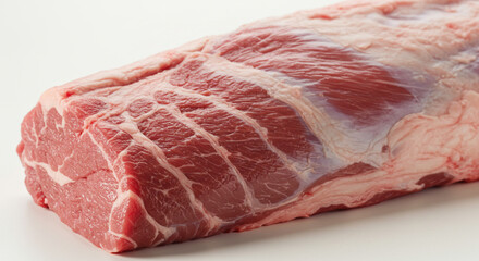 Fresh beef tenderloin rich red marbling ideal for roasting succulent texture close up view high