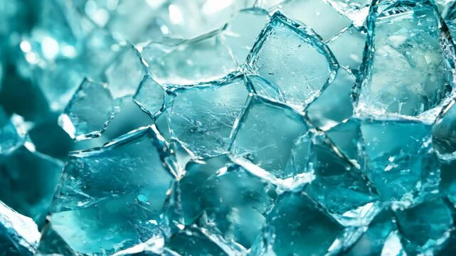 Cool blue ice crystals cracked texture video. Macro view of frozen abstract background. Ideal for beverage ads or winter motion graphics.