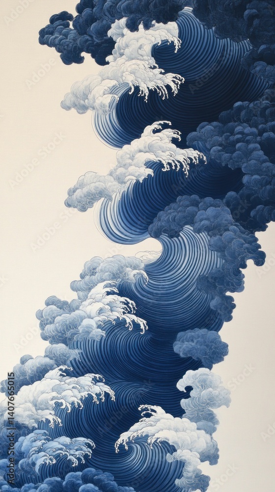 Poster dynamic interpretation of ocean waves, conveying power and the element of water