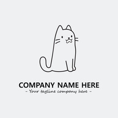 Cat character illustration black and white for logo company vector image
