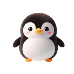 Obraz premium Adorable 3D plush penguin toy with soft fabric, rounded shape, isolated on white background.