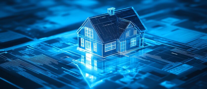 Illustration of digital document management for real estate, featuring contracts, property records, and AI technology, emphasizing efficiency in transactions