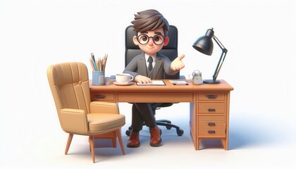 Business meeting scene office digital illustration modern workspace professional conceptual