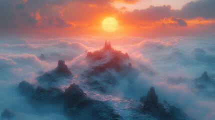 Naklejka premium Aerial View of the Kaiser Wilhelm Memorial at Sunrise in Porta Westfalica NRW Germany