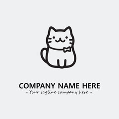 Cat character illustration black and white for logo company vector image
