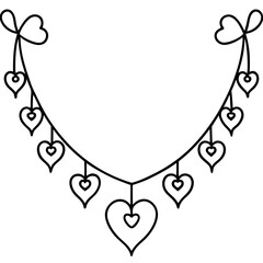 Simple Heart Chain Line Drawing