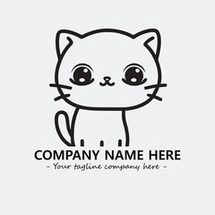 Cat character illustration black and white for logo company vector image
