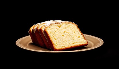 A close-up photo of slices of homemade lemon loaf cake on a plate