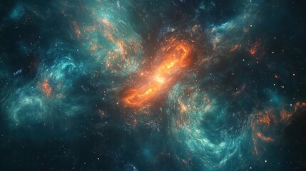 Obraz premium A vibrant display of swirling celestial nebulae in deep space.