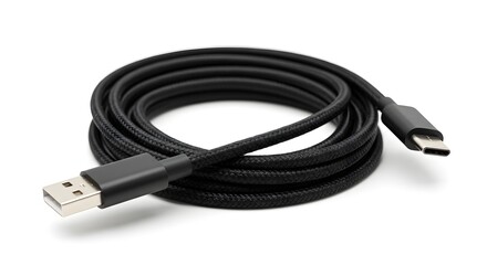 Black Braided USB-A to USB-C Charging Data Cable