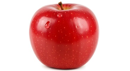 Obraz premium Fresh Red Apple with Water Droplets on a White Background