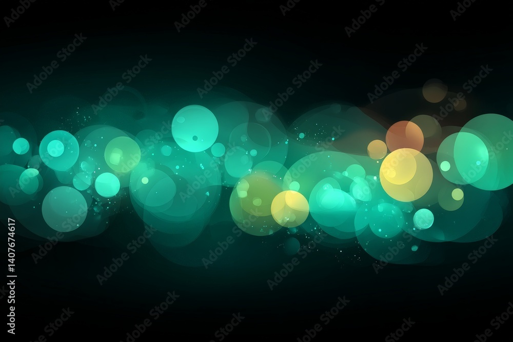 Poster colorful abstract bokeh design with luminous circles against a dark background creating a dreamy atm